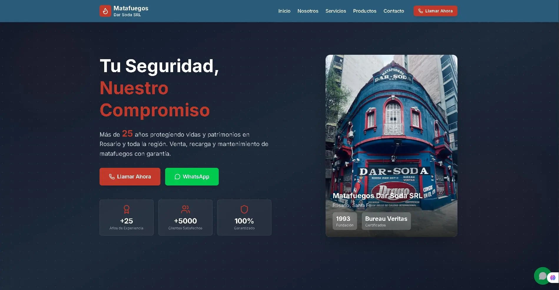 Sitio web para empresa de matafuegos con diseño moderno